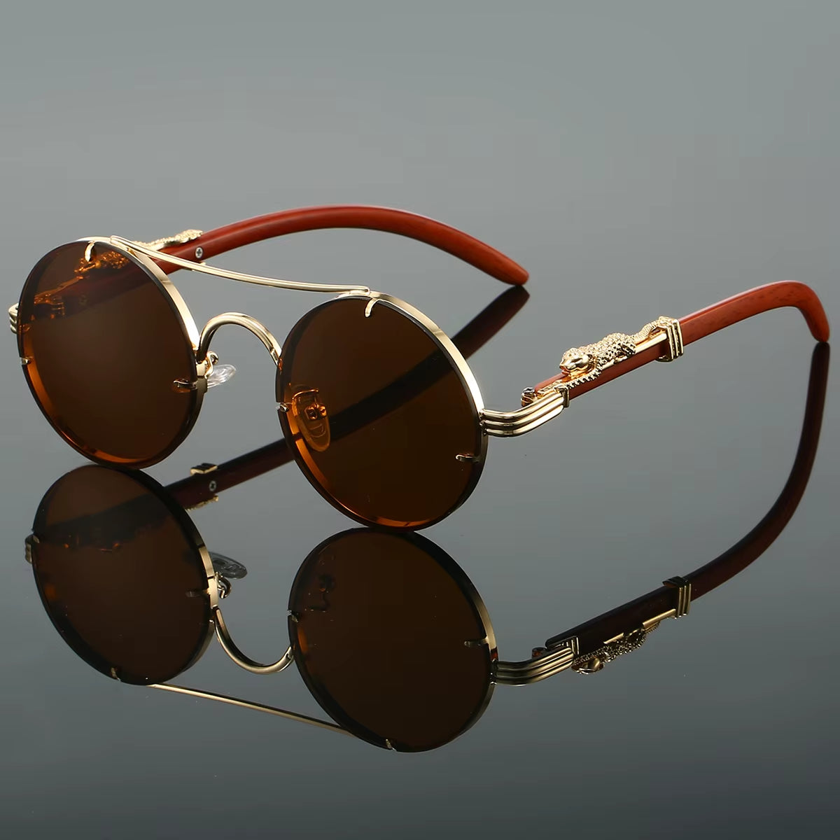Vintage round Sunglasses Men Fashion Double Bridge Multicolor Shades Women Retro Trendy Brand Luxury Design Sun Glasses