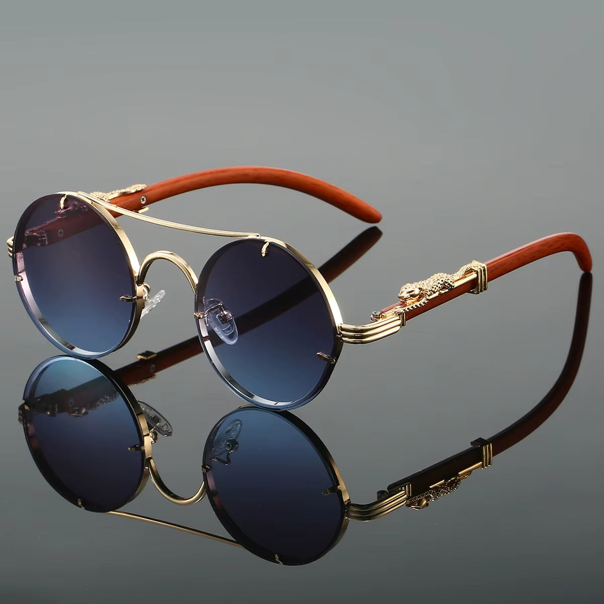 Vintage round Sunglasses Men Fashion Double Bridge Multicolor Shades Women Retro Trendy Brand Luxury Design Sun Glasses