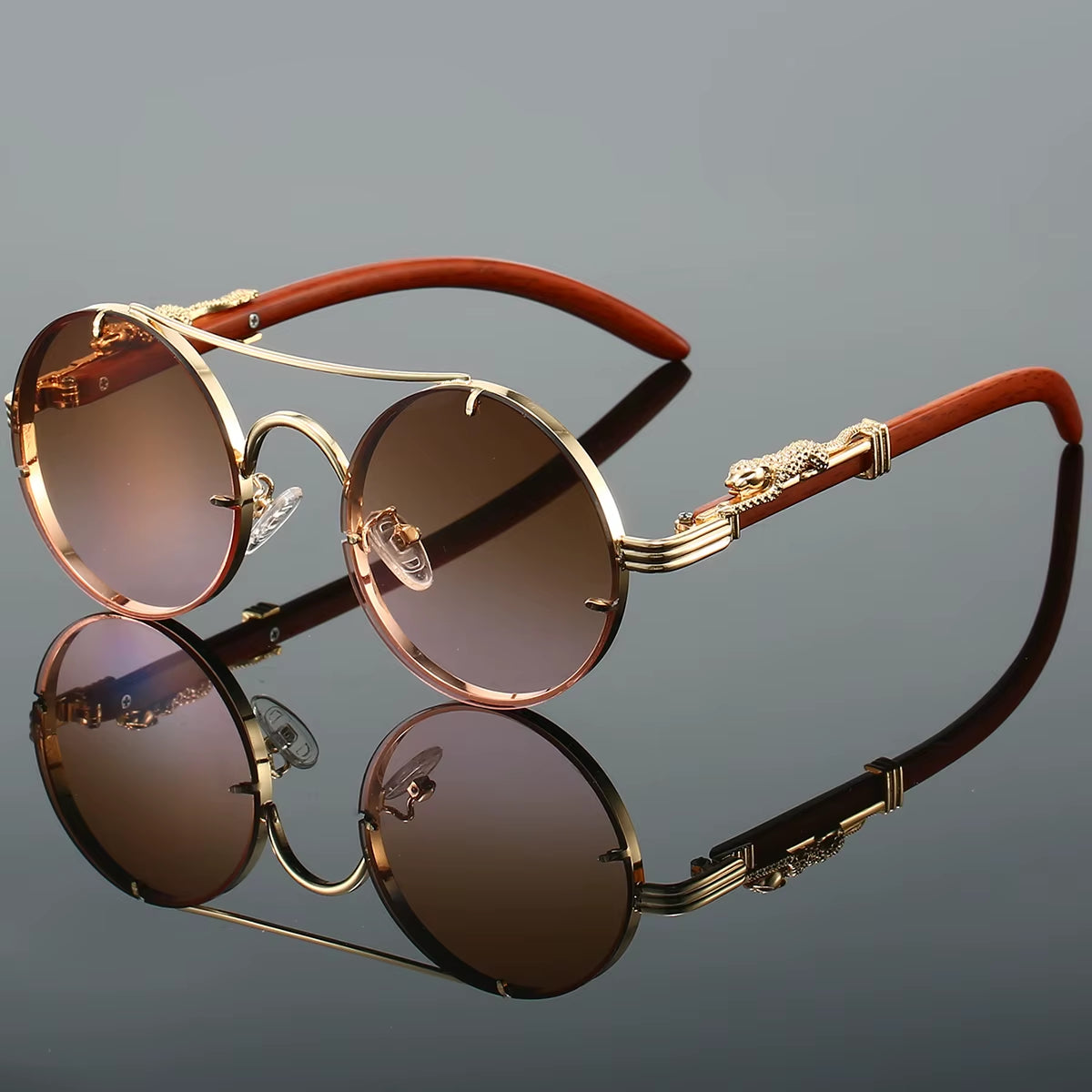 Vintage round Sunglasses Men Fashion Double Bridge Multicolor Shades Women Retro Trendy Brand Luxury Design Sun Glasses
