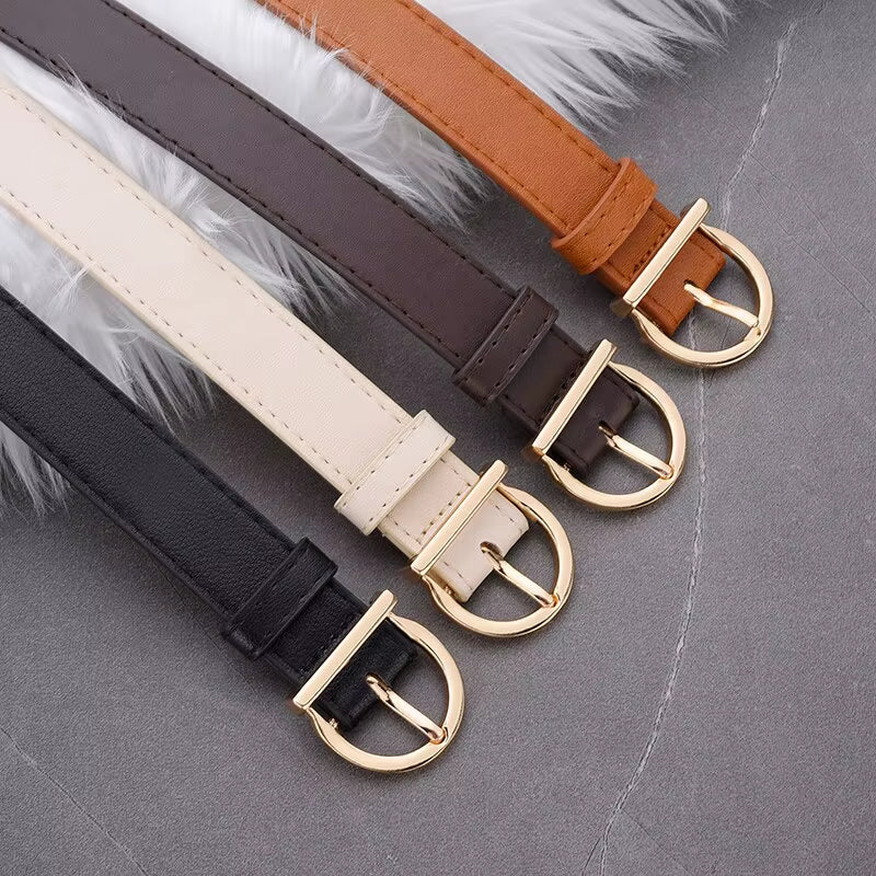 Women'S Belt Fashion Pin Buckle Thin Belt Genuine Luxury Soft Belt Women with Cargo Pants Jeans Windproof Belt PU Leather Belt