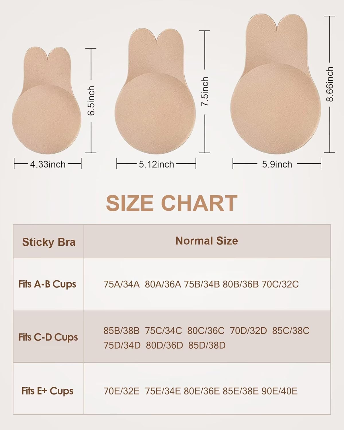 Sticky Push-Up Bra (2 Pairs) – Strapless, Backless with Nipple Covers