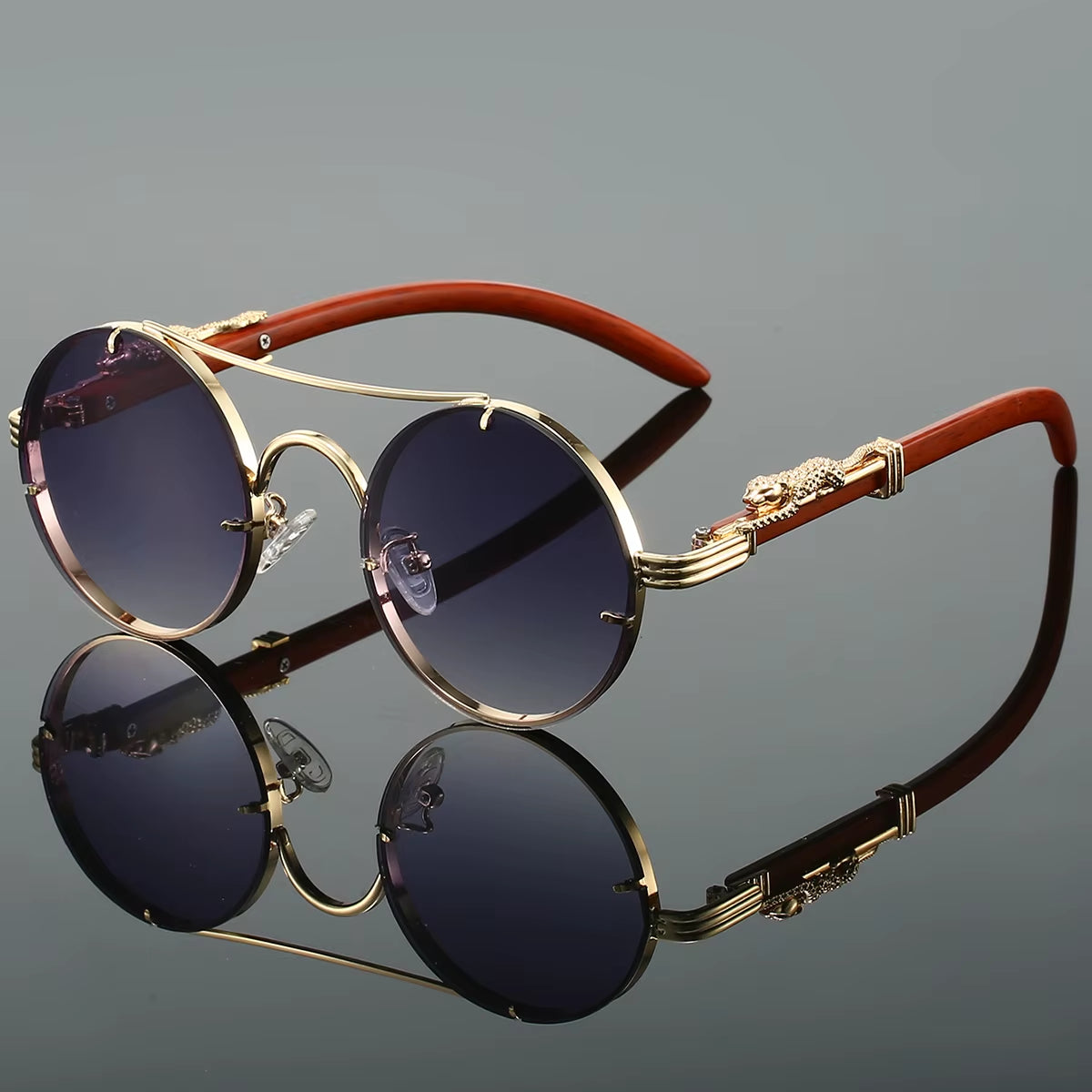 Vintage round Sunglasses Men Fashion Double Bridge Multicolor Shades Women Retro Trendy Brand Luxury Design Sun Glasses
