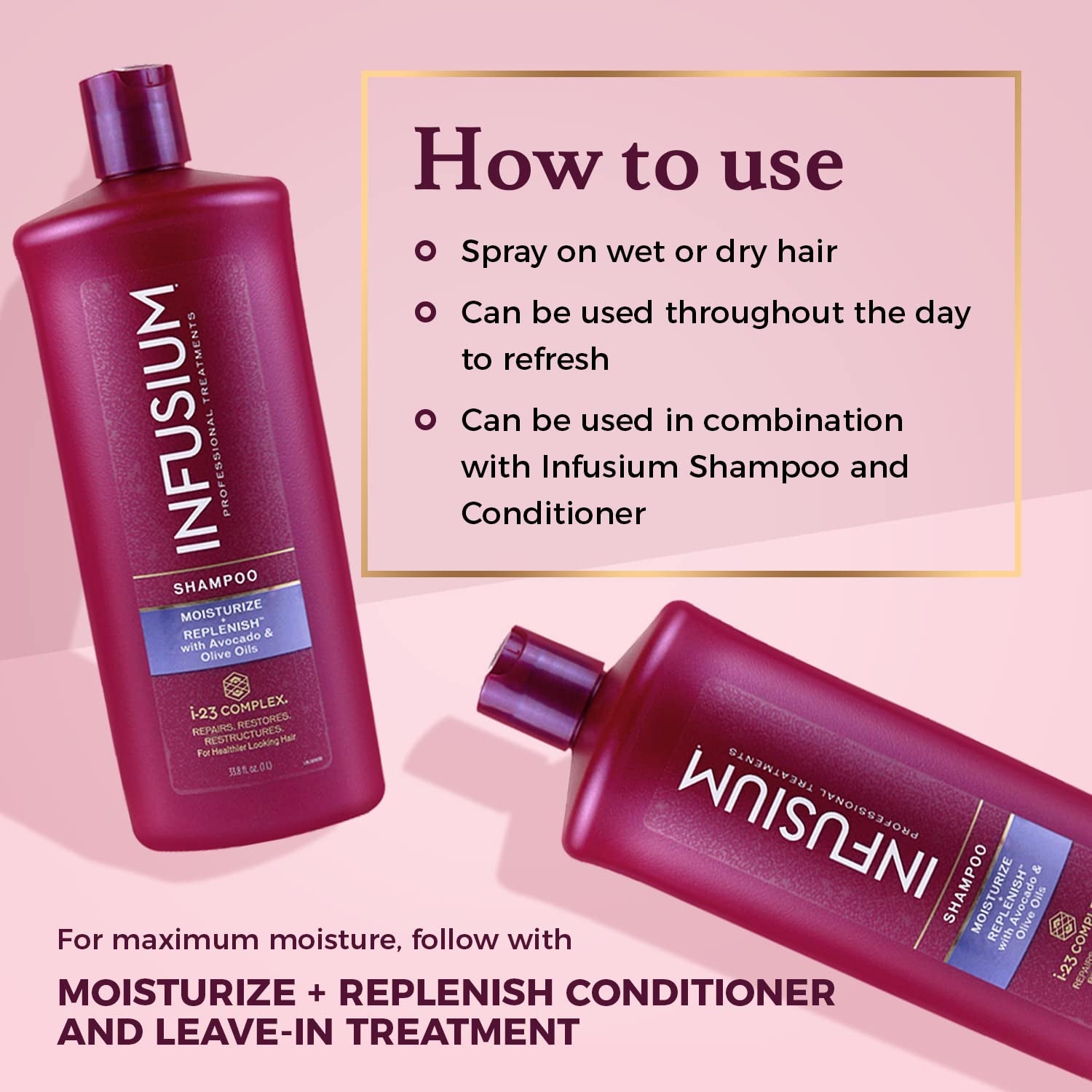 Moisturize and Replenish Shampoo - Infused with Avocado and Olive Oil - Hair Care for Dry Hair - Moisturizing Shampoo for Women - 1 L