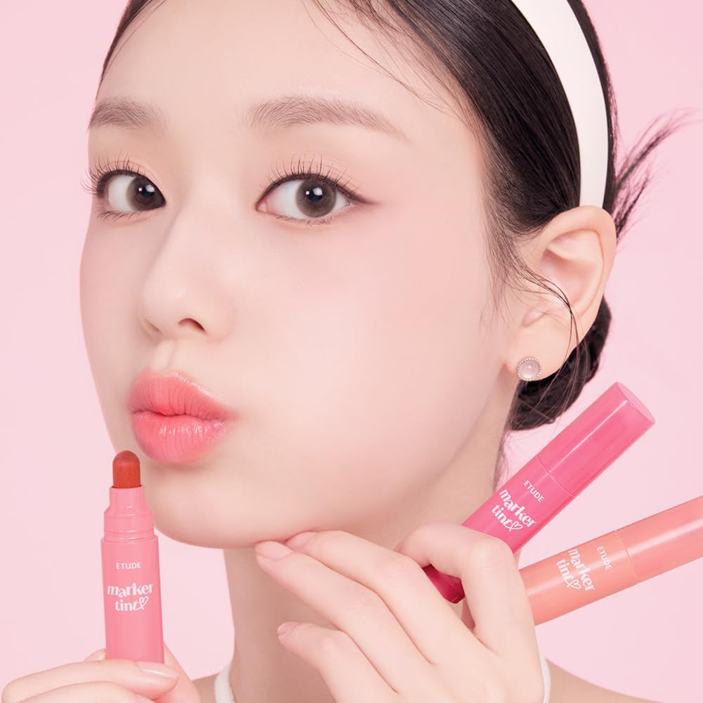 Dear Darling Marker Tint #4 Mlik Strawberry (5G) | Hydrating & Long Lasting Lip Stain | High Pigmented Lip Maker with Easy Drawing Tip | Korean Lip Tint, Korean Makeup, Kbeauty
