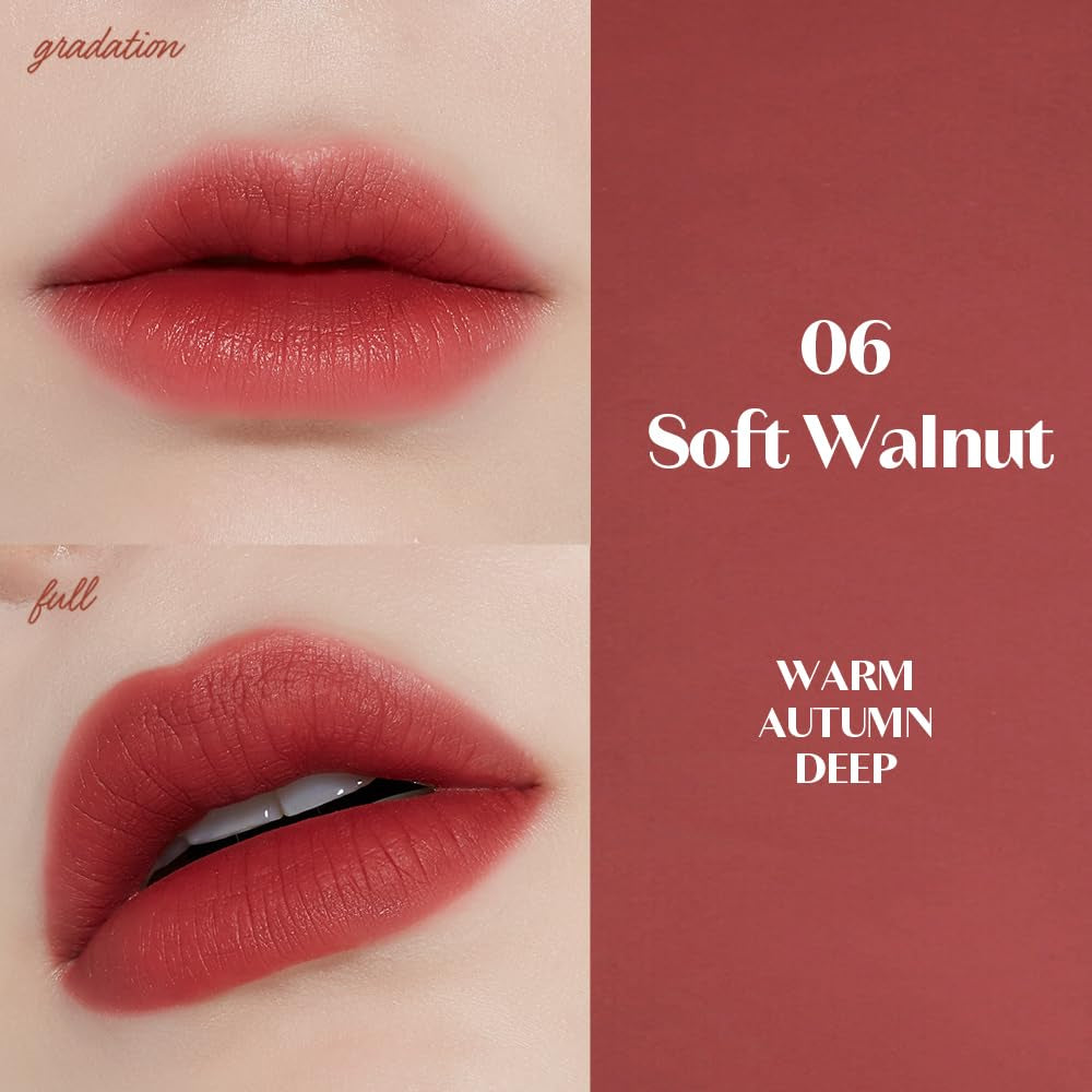 Fixing Tint #06 Soft Walnut (4G) | Long Lasting High Pigmented Liquid Lipstick | Waterproof Lightweight Matte Finish Lip Stain | Full Coverage | Korean Makeup, Kbeauty