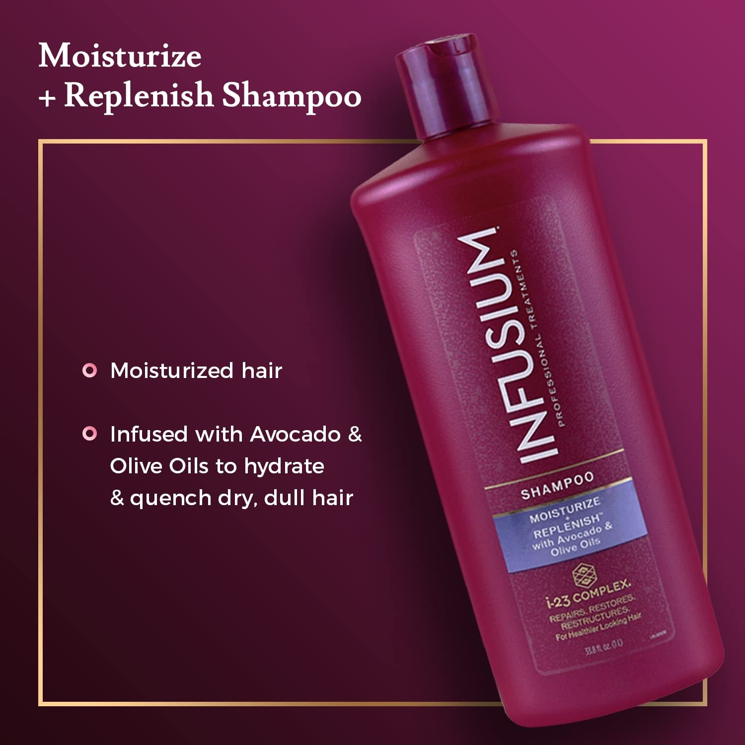 Moisturize and Replenish Shampoo - Infused with Avocado and Olive Oil - Hair Care for Dry Hair - Moisturizing Shampoo for Women - 1 L