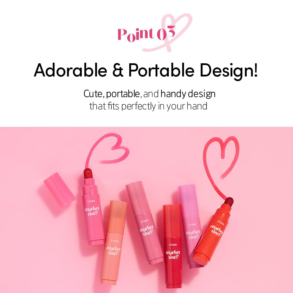 Dear Darling Marker Tint #4 Mlik Strawberry (5G) | Hydrating & Long Lasting Lip Stain | High Pigmented Lip Maker with Easy Drawing Tip | Korean Lip Tint, Korean Makeup, Kbeauty