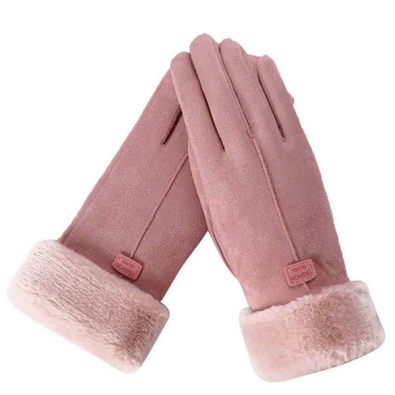 New Fashion Gloves Autumn Winter Cute Furry Warm Mitts Full Finger Mittens Women Outdoor Sport Female Gloves Screen