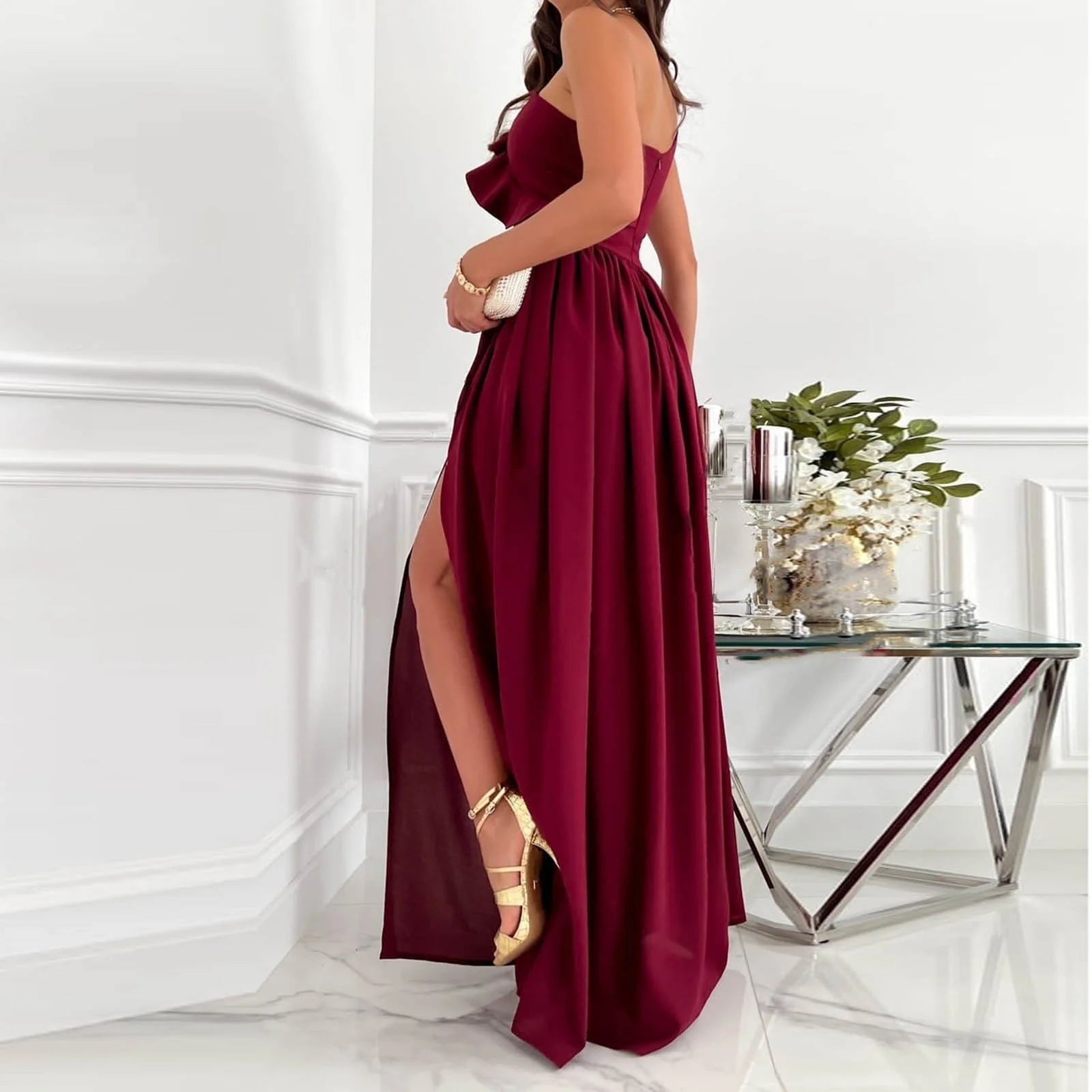 Summer Dresses for Women Clearance, Sleeveless Sloping Shoulder Sexy Long Party Club Dresses, Sizes S-2XL
